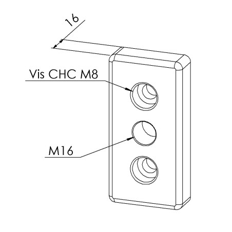 Plaque de base profilé aluminium - 8 mm – Section 90x45 mm - M16