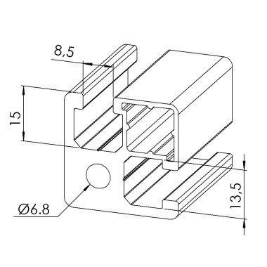 Profilé aluminium d’encadrement - Rainure 8 mm – 32x32 mm