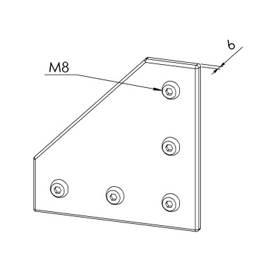 Kit plaque de connexion profilé aluminium – Rainure 8 mm - 135x135 mm - LV1