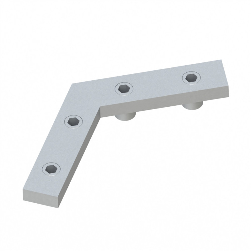 Barrette de liaison d'angle profilé aluminium – Rainure 8 mm – Angle 60°