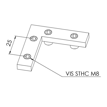 Barrette de liaison d'angle profilé aluminium – Rainure 8 mm – Angle 90°