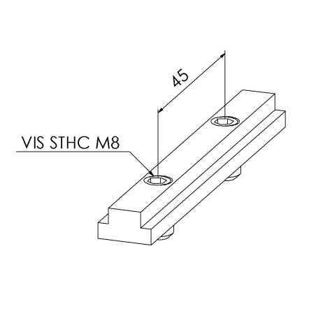 Barrette de liaison profilé aluminium – Rainure 8 mm – 90 mm