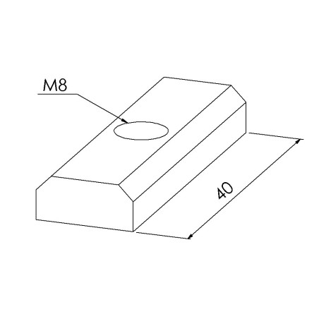 Ecrou coulisseau profilé 8 – Taraudage M8 - Rainure 8 mm - 13x40 mm