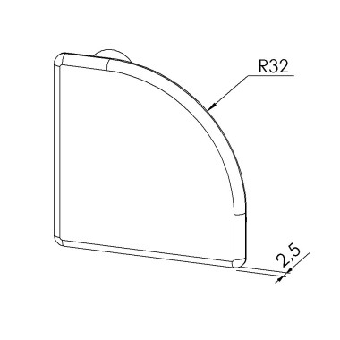 Embout profilé aluminium – Rainure 8 mm – Section R45-90° - Noir