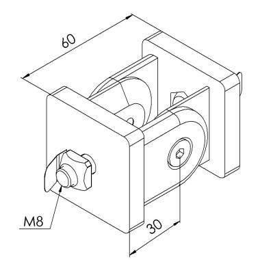 Kit articulation profilé aluminium – 10 mm – 45x45 mm - En rainure - 8 45