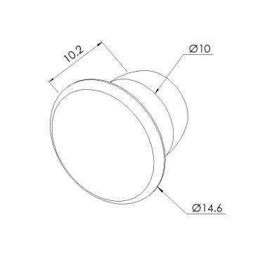 Schéma cotes - Bouchon profilé aluminium – D10x15x9 - Noir - Elcom shop