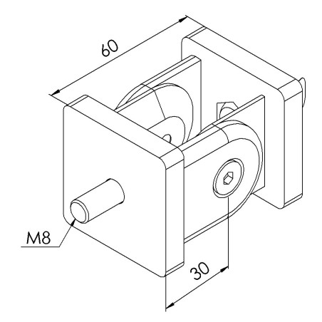 Kit articulation profilé aluminium – 10 mm – 45x45 mm - En rainure + Extrémité - 8 45