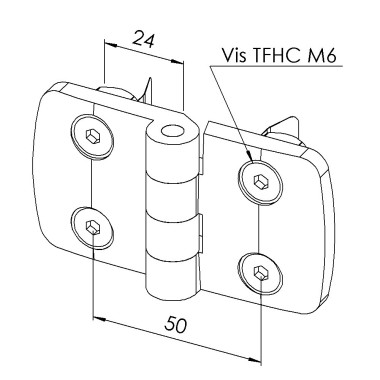 Kit charnière profilé aluminium – 45x45 mm – PA – Indégondable - 8 45