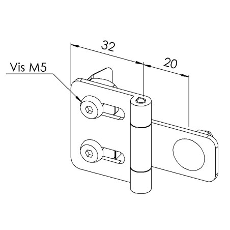 Kit charnière profilé aluminium – St – E 32-45 mm - 8 45
