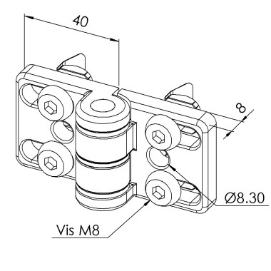 Kit charnière profilé aluminium - Zn - 8 45