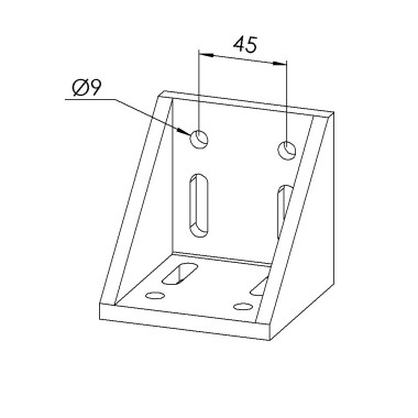 Equerre profilé aluminium – Section 87x87x87 mm - Al - Sablé