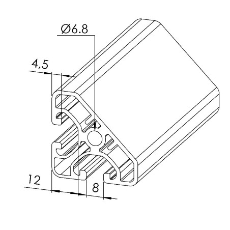 Profilé aluminium (8 barres de 6 m) - Rainure 8 mm - Section 40x40-45° - Economique