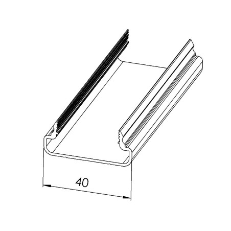 Goulotte profilé aluminium (8 barres de 3 m) - U - 40x20 mm - E