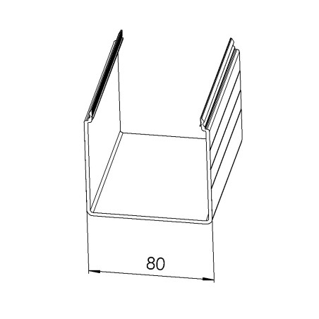 Goulotte profilé aluminium (8 barres de 3 m) - U - 80x80 mm - E