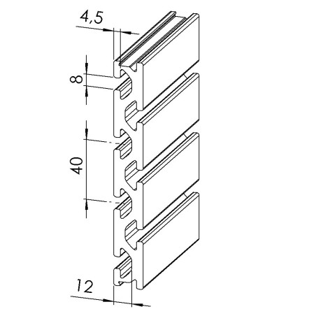 Profilé aluminium (4 barres de 6 m) - Plaque - 8 mm - 152x20 mm