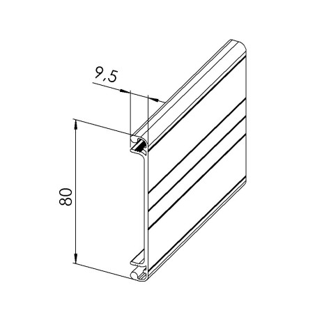 PAS ENCORE METTRE EN LIGNE Couvercle goulotte profilé aluminium (Barre de 3 m) - U - 80 mm