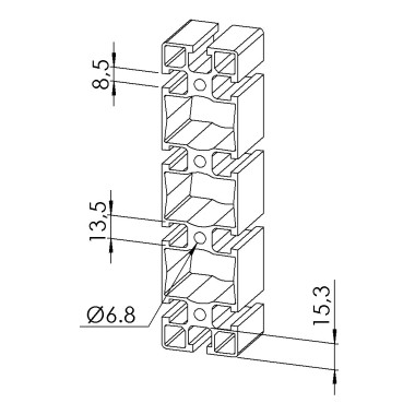 Profilé aluminium (Barre de 6 m) - Rainure 8 mm - Section 180x45 mm - Lourd