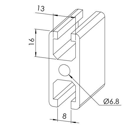 Profilé aluminium d’encadrement (Barre de 6 m) - Rainure 8 mm – 45x19 mm