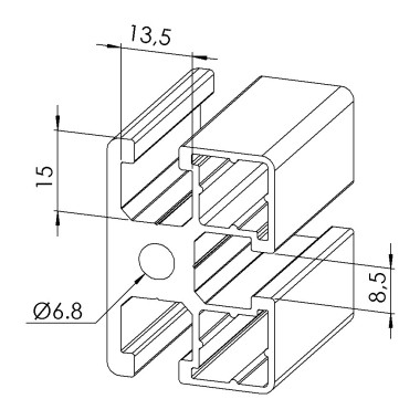 Profilé aluminium d’encadrement (Barre de 6 m) - Rainure 8 mm – 45x32 mm
