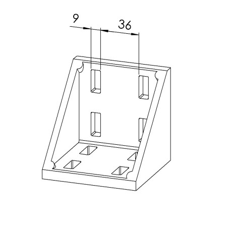 Equerre profilé aluminium (Boîte de 10 unités) – Rainure 8 mm – Section 90x90x90 mm - E - Al - Brut