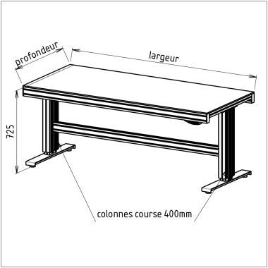 Poste de travail - 1200x700 mm - Electrique - 2 colonnes