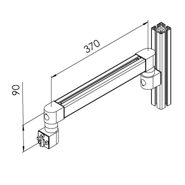 Bras articulÃ© - Support vertical - 8 mm - 40x370 mm