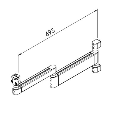 Bras articulÃ© - Double - Support horizontal - 8 mm - 40x695 mm