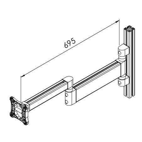 Bras articulÃ© - Double - Support vertical - 8 mm - 40x695 mm