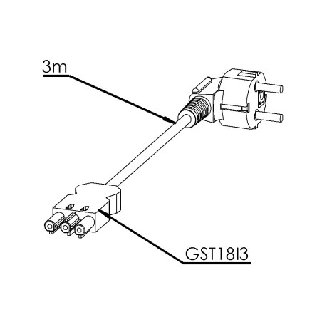 CÃ¢ble secteur - 2 m - Schuko/GST18I - 3 pÃ´les - F Line - EU - 16A 250V