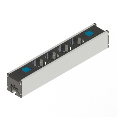 Bloc prise - 8 mm - 370 mm - 1 int In - 1 int out Var - 4 Prises - EU