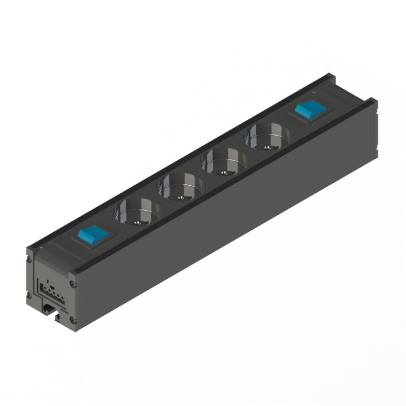 Bloc prise - 8 mm - 370 mm - 1 int In - 1 int out Var - 4 Prises - EU - ESD