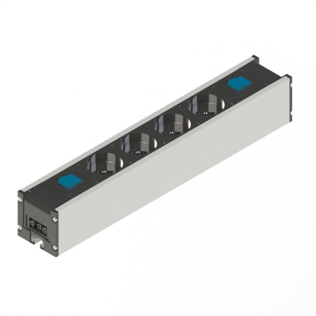 Bloc prise - 8 mm - 370 mm - 1 int In - 1 int out - 4 Prises - EU