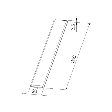 Schéma cotes - Embout profilé aluminium - Rainure 5 mm – Section 200x20 mm - Elcom shop