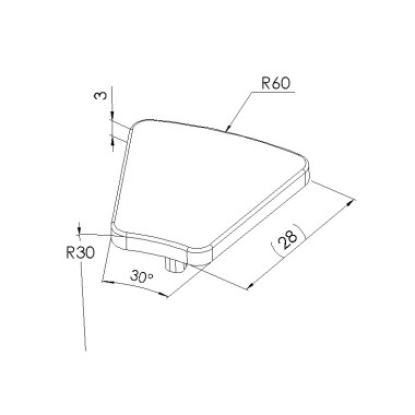 Schéma cotes - Embout profilé aluminium - Rainure 6 mm – R30/60-30° - Elcom shop
