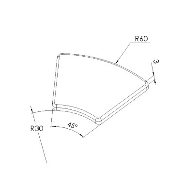 Schéma cotes - Embout profilé aluminium - Rainure 6 mm – R30/60-45° - Elcom shop