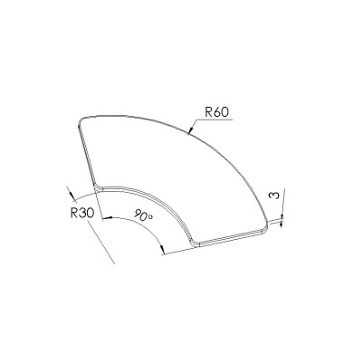 Schéma cotes - Embout profilé aluminium - Rainure 6 mm – Section R30/60-90° - Elcom shop