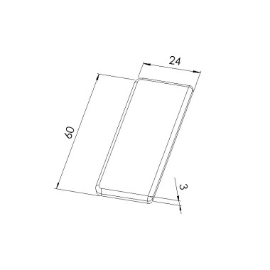 Schéma cotes - Embout profilé aluminium - Rainure 6 mm – Section 60x24 mm - Noir - Elcom shop