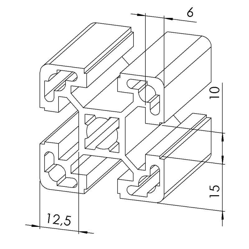 Profilé Aluminium 40x40mm Anodisé GAL-INDUSTRIAL - Longueur Au Choix 10-200cm, Rainure 8mm - Compatible Système Bosch