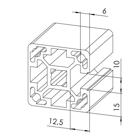 Profilé aluminium – Rainure 10 mm – 40x40 mm - 3N – Léger