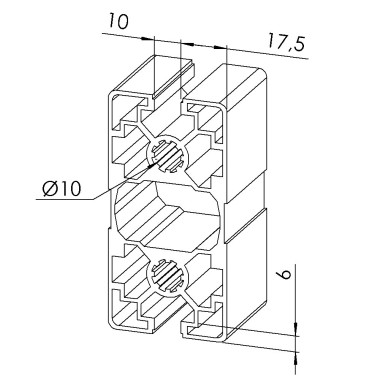 Profilé aluminium – Rainure 10 mm – 90x45 mm - 4N180 – Léger