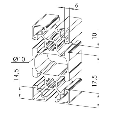 Profilé aluminium – Rainure 10 mm – 90x45 mm – Léger