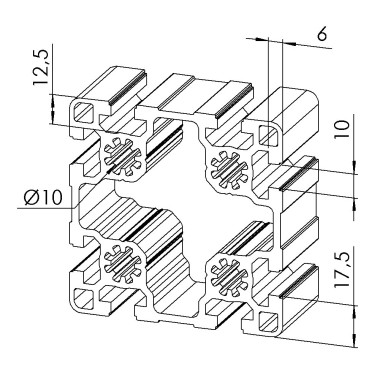 Profilé aluminium – Rainure 10 mm – 90x90 mm – Léger