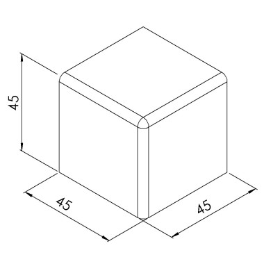 Cache raccord d’angle profilé aluminium – 10 mm – 45x45x45 mm