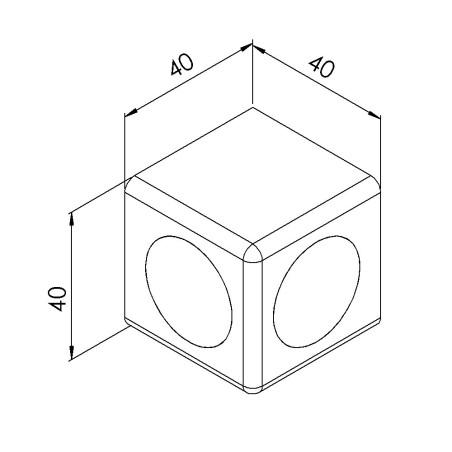 Raccord d’angle cube profilé aluminium – 10 mm – 40 mm – 2D - Argent