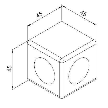Raccord d’angle cube profilé aluminium – 10 mm – 45 mm – 2D - Argent