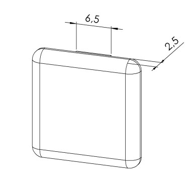 Embout profilé aluminium – Rainure 6 mm – Section 20x20 mm - Noir