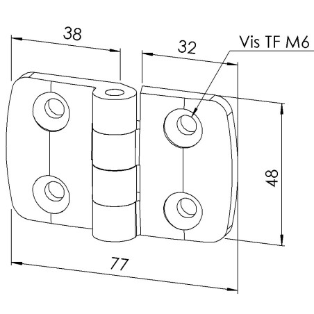 Charnière profilé aluminium - 40x40 mm - Al