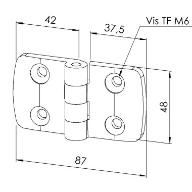 Charnière profilé aluminium - 45x45 mm - Al