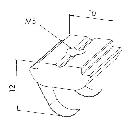 Ecrou rainuré profilé – Taraudage M5 – Rainure 10 mm - Languette