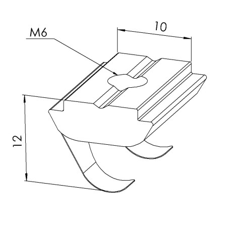 Ecrou rainuré profilé – Taraudage M6 – Rainure 10 mm - Languette